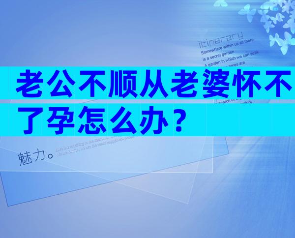 老公不顺从老婆怀不了孕怎么办？