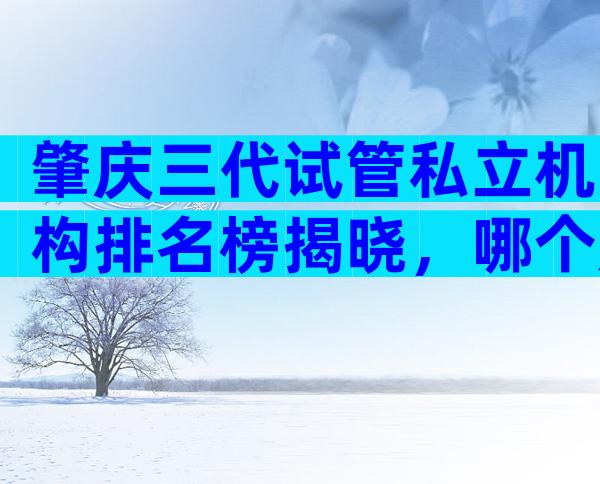 肇庆三代试管私立机构排名榜揭晓，哪个成功率高？