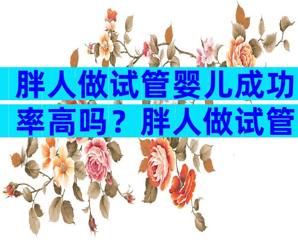 胖人做试管婴儿成功率高吗？胖人做试管婴儿有多费钱