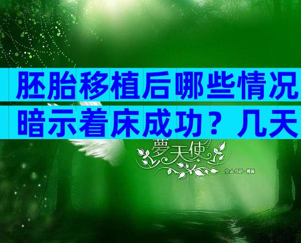 胚胎移植后哪些情况暗示着床成功？几天可以测出来怀孕？