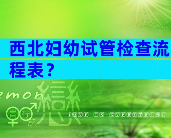 西北妇幼试管检查流程表？