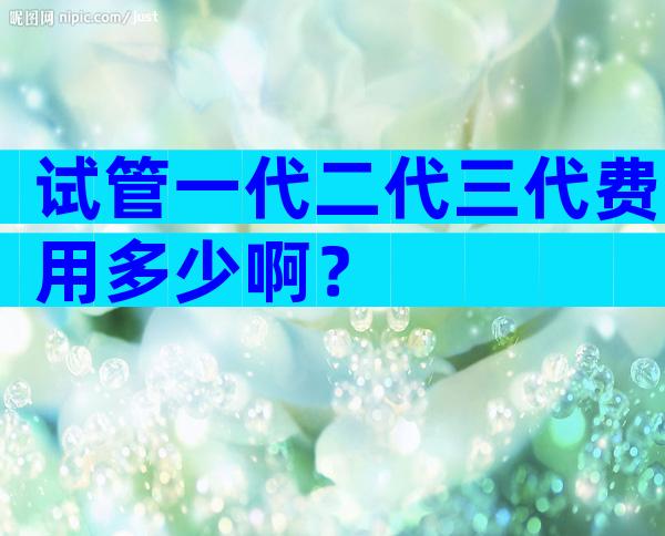 试管一代二代三代费用多少啊？