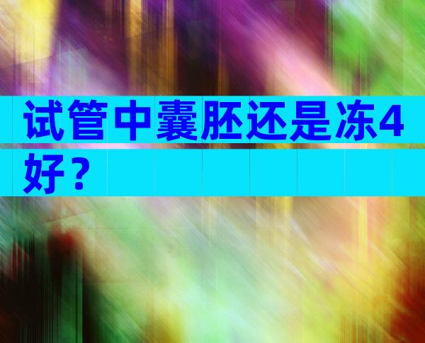 试管中囊胚还是冻4好？