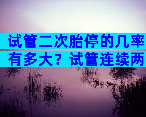 试管二次胎停的几率有多大？试管连续两次胎停怎么办？