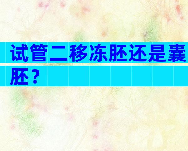 试管二移冻胚还是囊胚？