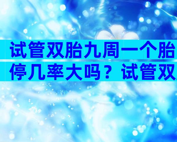 试管双胎九周一个胎停几率大吗？试管双胎九周一个胎停几率大吗？