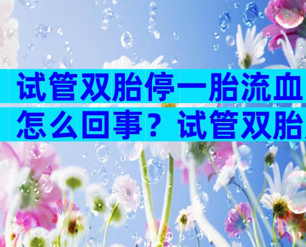 试管双胎停一胎流血怎么回事？试管双胎胎停一个