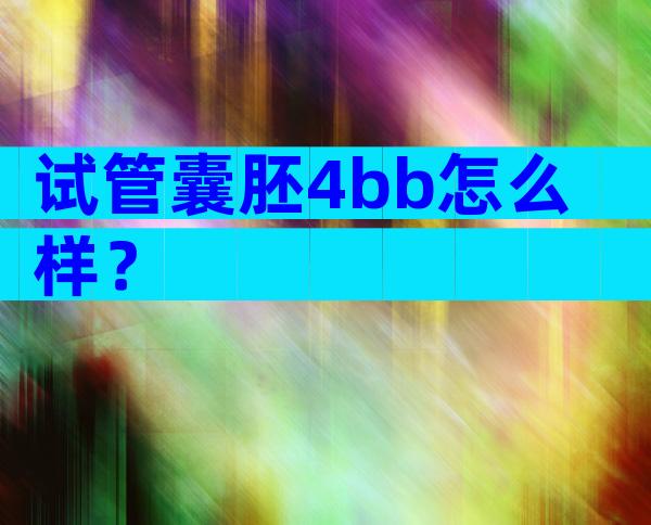 试管囊胚4bb怎么样？