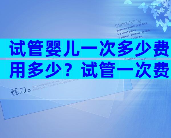 试管婴儿一次多少费用多少？试管一次费用多少钱？