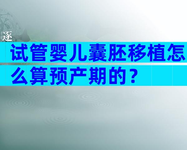 试管婴儿囊胚移植怎么算预产期的？