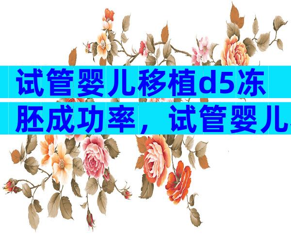 试管婴儿移植d5冻胚成功率，试管婴儿移植d5冻胚成功率高吗？