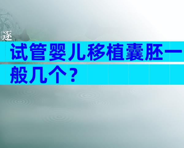 试管婴儿移植囊胚一般几个？