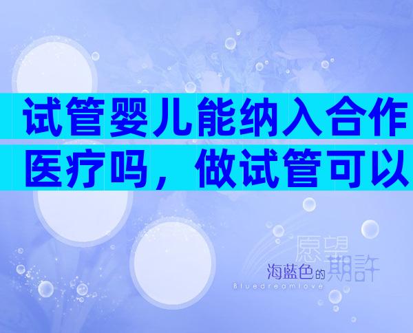 试管婴儿能纳入合作医疗吗，做试管可以报合作医疗吗