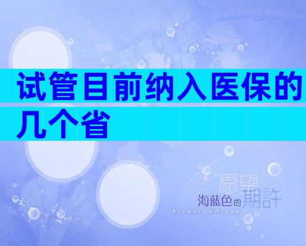 试管目前纳入医保的几个省