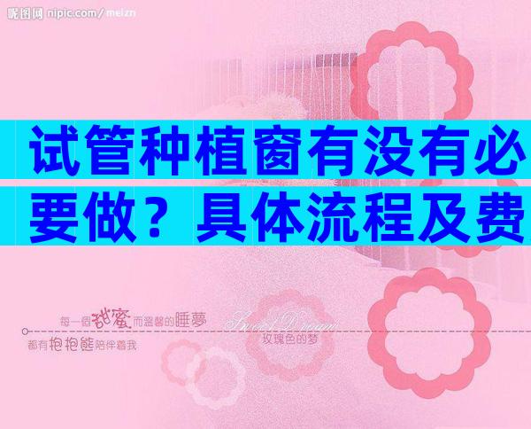 试管种植窗有没有必要做？具体流程及费用一看便知