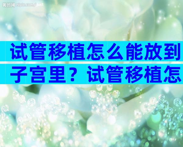 试管移植怎么能放到子宫里？试管移植怎么放入子宫？