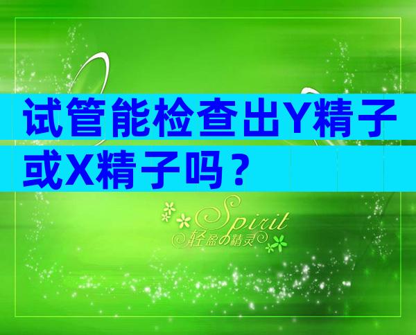 试管能检查出Y精子或X精子吗？