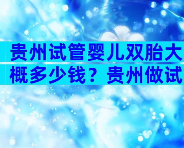 贵州试管婴儿双胎大概多少钱？贵州做试管成功率高吗？