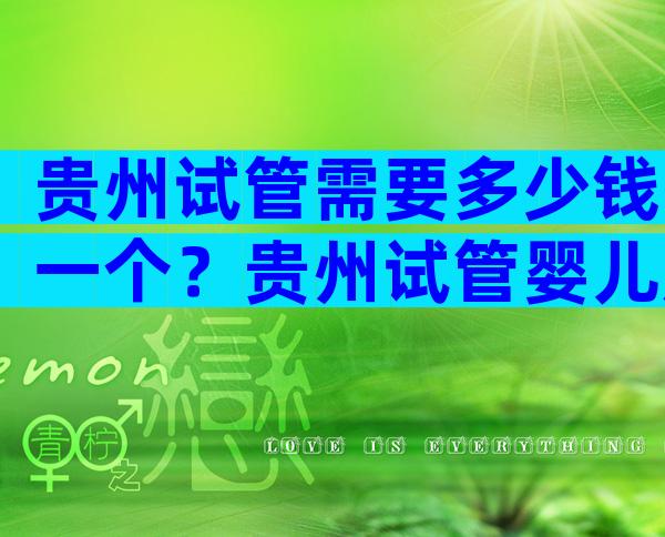 贵州试管需要多少钱一个？贵州试管婴儿成功率医院排名