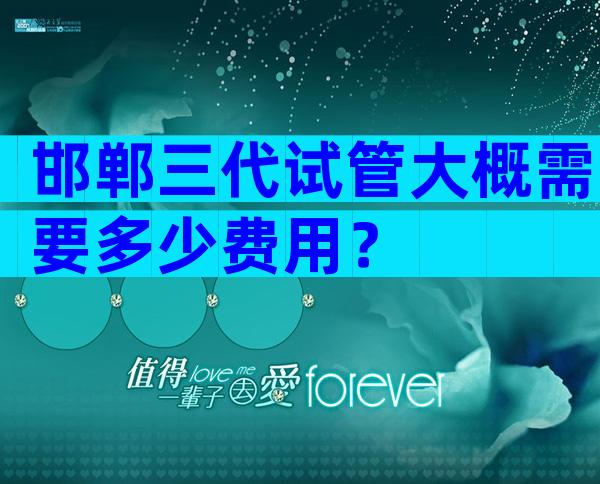 邯郸三代试管大概需要多少费用？