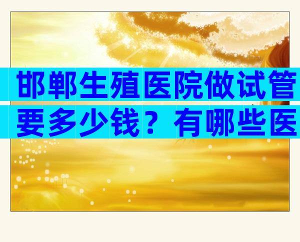 邯郸生殖医院做试管要多少钱？有哪些医院可以做？