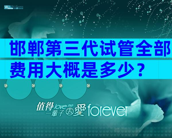 邯郸第三代试管全部费用大概是多少？