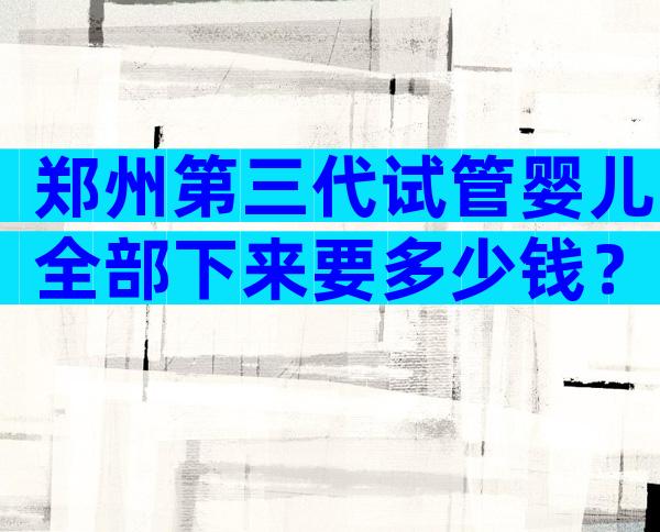 郑州第三代试管婴儿全部下来要多少钱？试管婴儿美国费用