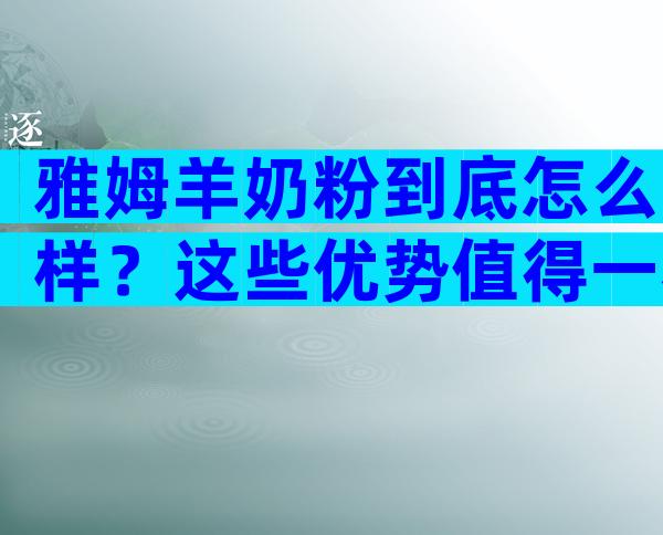 雅姆羊奶粉到底怎么样？这些优势值得一看