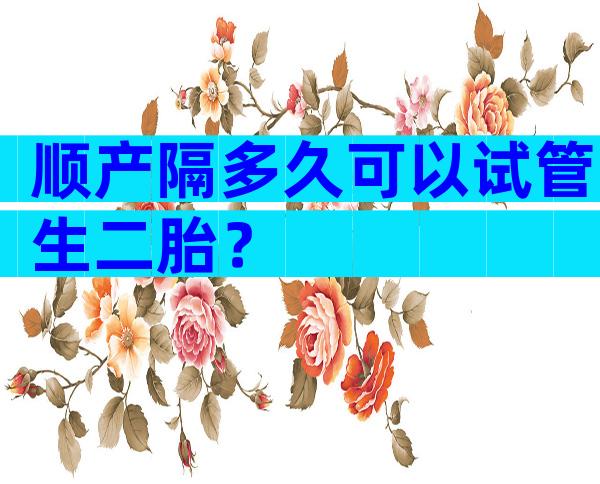 顺产隔多久可以试管生二胎？