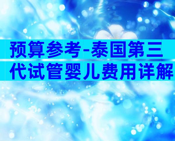 预算参考-泰国第三代试管婴儿费用详解！