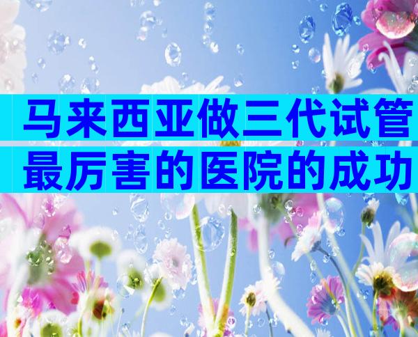 马来西亚做三代试管最厉害的医院的成功率如何？成功率高就行了