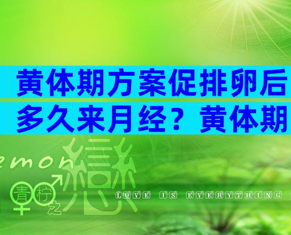 黄体期方案促排卵后多久来月经？黄体期方案促排卵13个