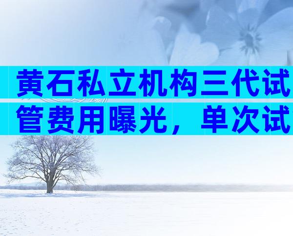 黄石私立机构三代试管费用曝光，单次试管费用要花费30万